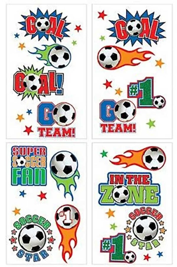 Soccer Tattoo Favours Sports Birthday Party Supplies - Pack of 16