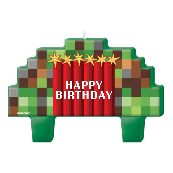 TNT Minecraft Kids Party Supples - Mini Pixelated Moulded Birthday Candle - 13.5 cm - Image 2