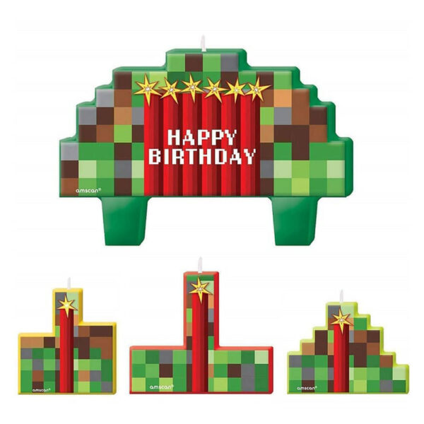 TNT Minecraft Kids Party Supples - Mini Pixelated Moulded Birthday Candle - 13.5 cm - Image 3