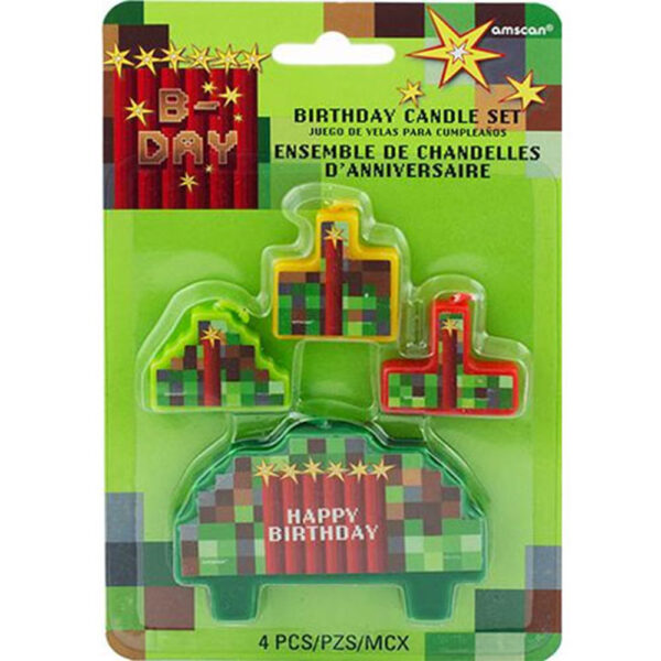 TNT Minecraft Kids Party Supples - Mini Pixelated Moulded Birthday Candle - 13.5 cm