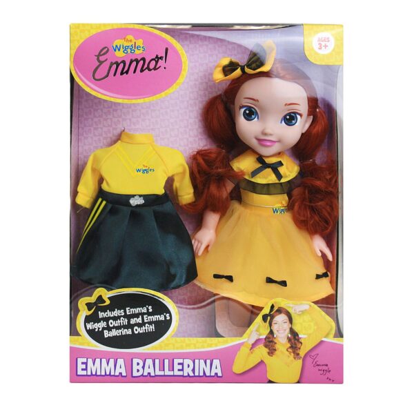 The Wiggles Emma Ballerina Doll 15" with Signature Bow & 2 Interchangeable Dresses