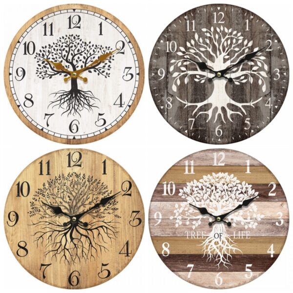 Wall Clock Wooden, Tree of Life, Home Gift - 34cm