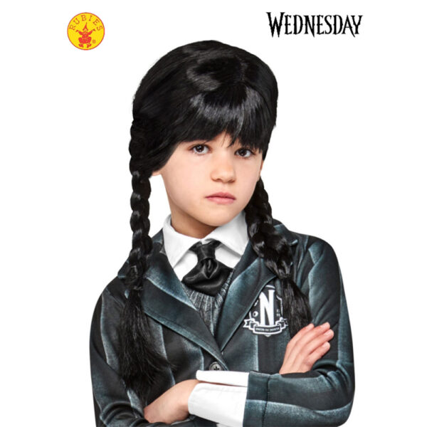 Wednesday Addams Girls Wig Halloween Costume Accessory (Netfllix)