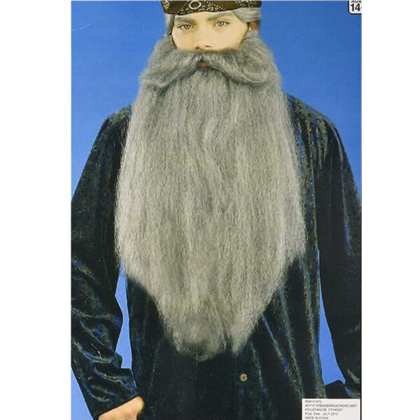 Wizard Beard / Moustache Grey Adult Men's Costume Accessory - Size: 18" - Image 2