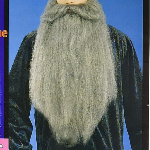 Wizard Beard / Moustache Grey Adult Men's Costume Accessory - Size: 18" - Image 3