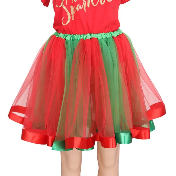 Kids Child Girls Red Green Christmas Tutu Dress Skirt One size