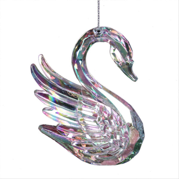 Iridescent Swan Christmas Tree Decorative Hanging Ornament Set of 3 - 8 cm each