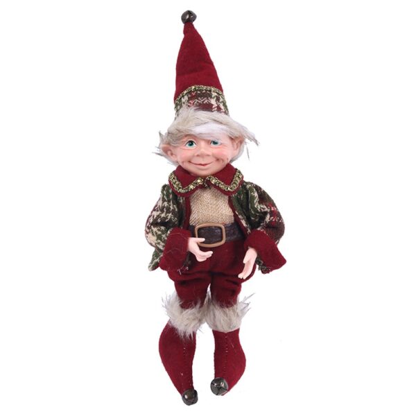 Red Christmas Elf Figurine - 30cm Mantlepiece Festive Decoration