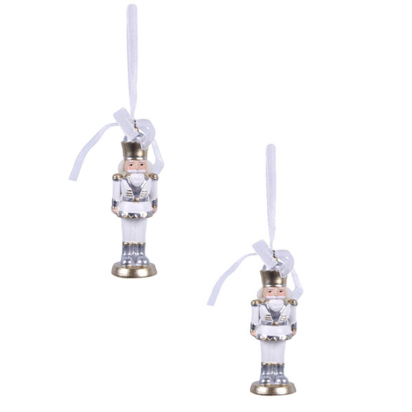 Nutcracker Christmas Ornament Set of 2 Hand-painted Polyresin Figurine Tree Decoration