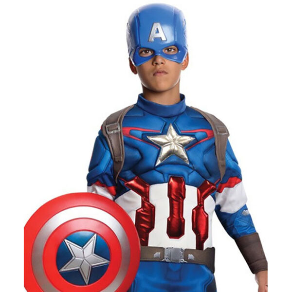 Captain America Avengers Boys Superhero Deluxe Muscle Costume S-M-L Child - Image 2