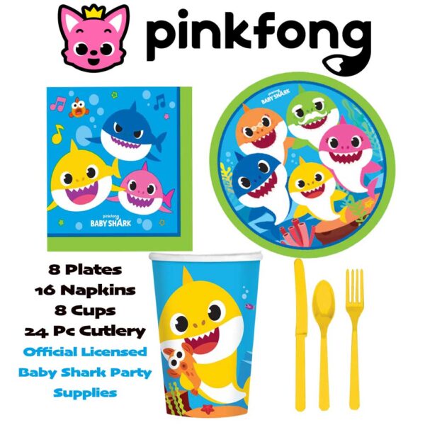 Pinkfong Baby Shark Kids Party Supples - Party Table Pack Custom 56pc