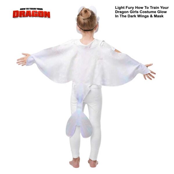 Light Fury How To Train Your Dragon Girls Costume Glow In The Dark Wings & Mask - Image 2