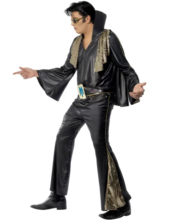 Black butterfly Elvis Mens Stage Costume Celebrity The King of Rocknroll Fancy Dress - Image 3