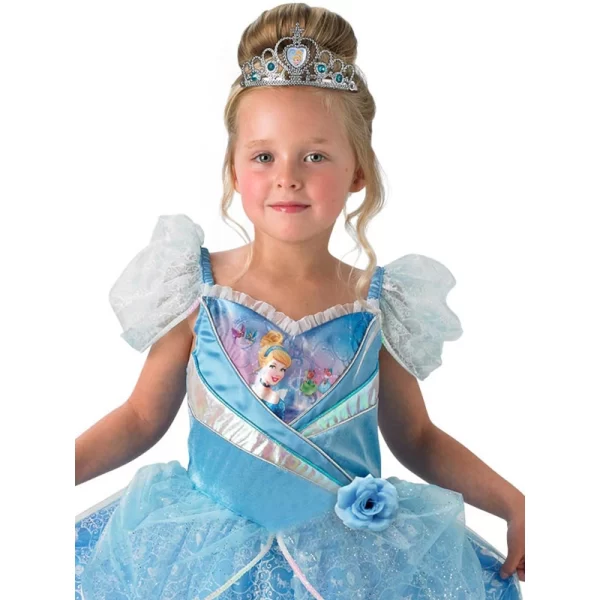 Disney Cinderella Blue Shimmer Girls Costume Dress with Tiara S: 7-8yrs - Image 2