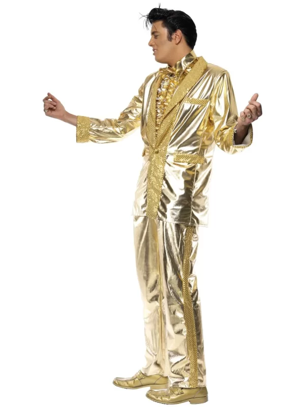 ELVIS PRESLEY LICENSED ICONIC GOLD ROCK'N'ROLL SUIT STAGE COSTUME - SHIRT, JACKET, TROUSERS - Image 2