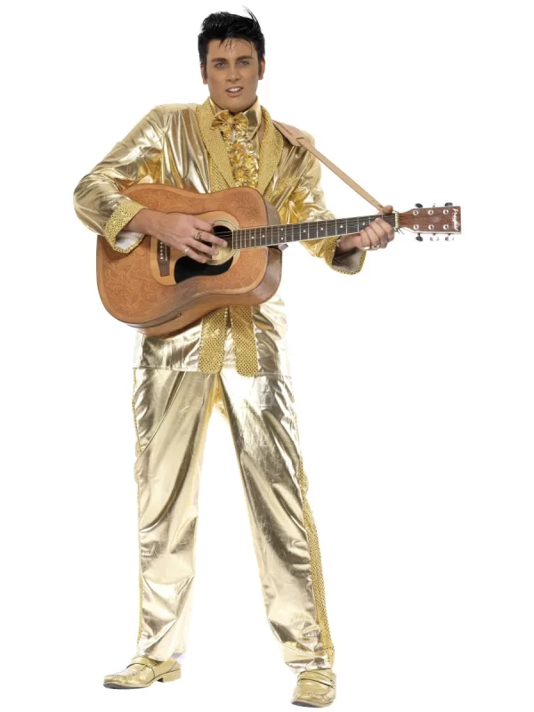 ELVIS PRESLEY LICENSED ICONIC GOLD ROCK'N'ROLL SUIT STAGE COSTUME - SHIRT, JACKET, TROUSERS - Image 4