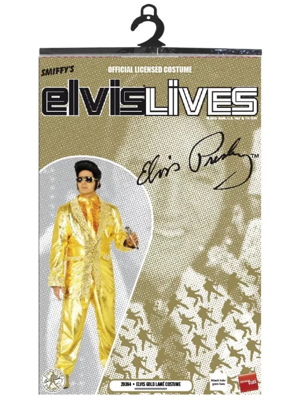 ELVIS PRESLEY LICENSED ICONIC GOLD ROCK'N'ROLL SUIT STAGE COSTUME - SHIRT, JACKET, TROUSERS - Image 3