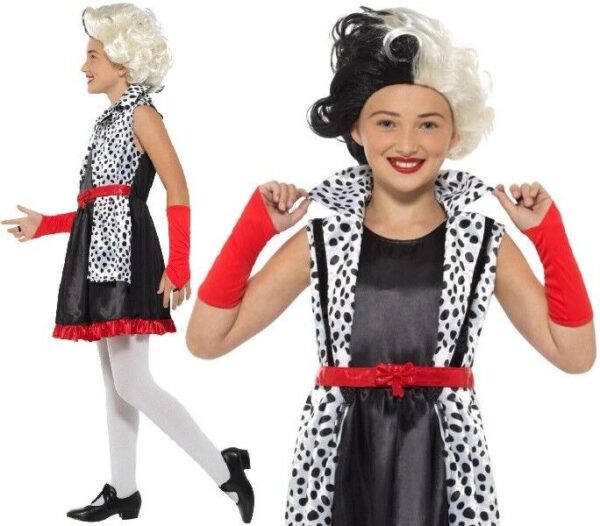 101 Dalmatians Style Evil Little Madame Girls Costume 7-9y Book Week Fancy Dress