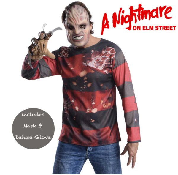 Freddy Kreuger Costume Kit (3 pcs) Halloween Nightmare on Elm Street, Adult