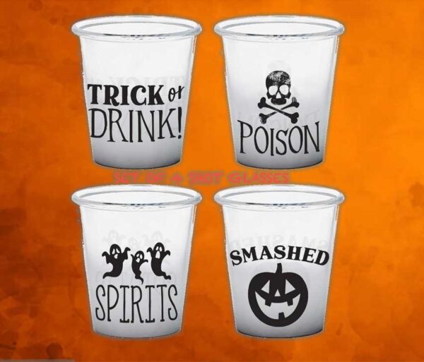 Halloween Classic Clear Plastic Shot Glasses Pack of 4 - Image 2