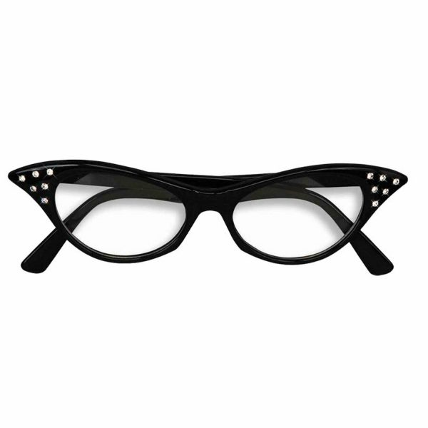 1950's Rock N Roll Black Diamante Ladies Costume Glasses Rhinestone Edna Womens - Image 5