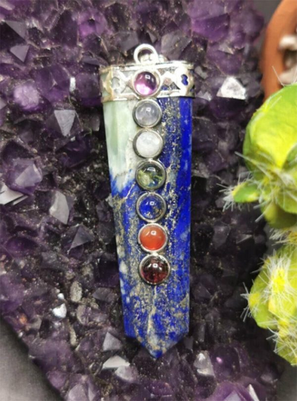 7 Chakra Lapis Lazuli Silver 22" Necklace Pendant Gemstone Healing Women Gift - Image 5