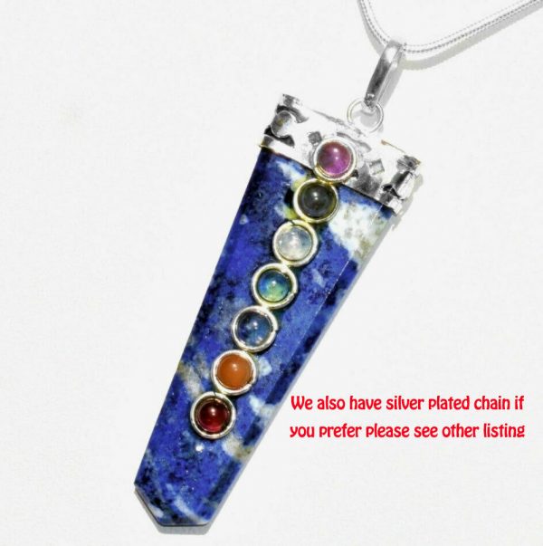 7 Chakra Lapis Lazuli Silver 22" Necklace Pendant Gemstone Healing Women Gift