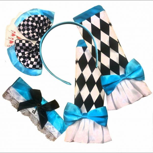 Alice Costume Instant Accessory Hat Cuffs Collar Girls Book Week Women Ladies