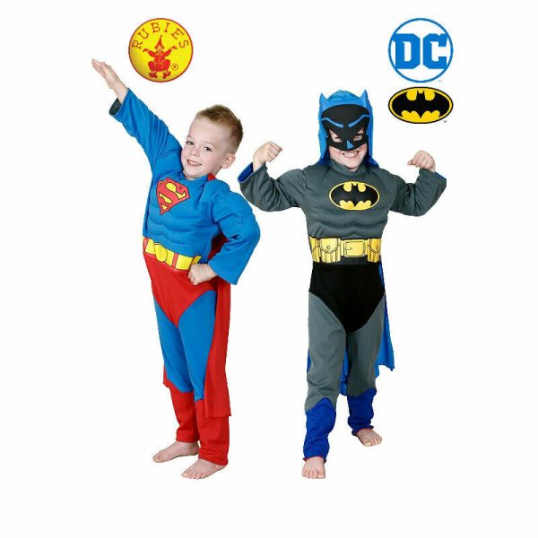 Batman 2 Superman Reversible Costume Boys Halloween Superhero Child 4-6Y DC Lic