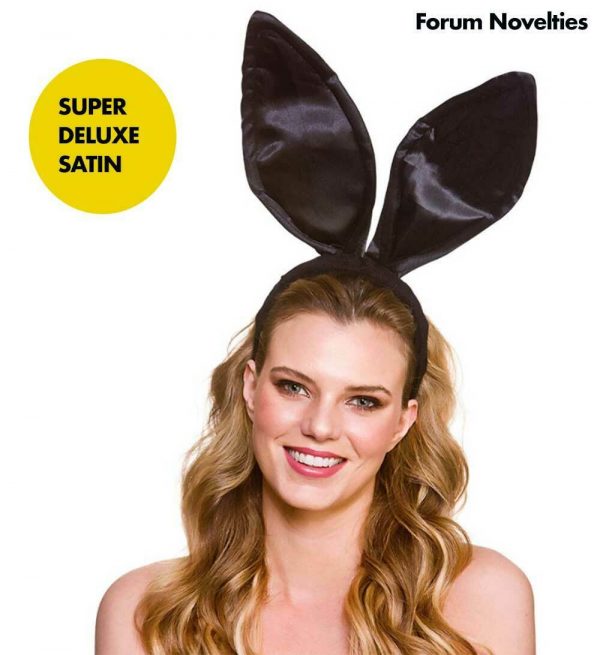 Black Bunny Rabbit Ears Satin Headband Fancy Dress Costume Party Accessory Adult