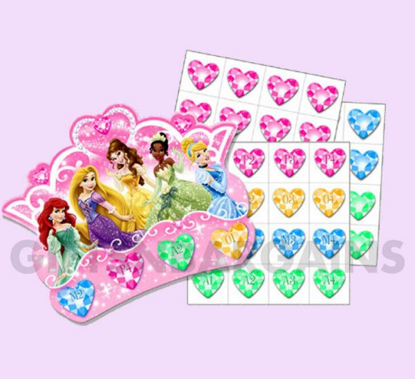 DISNEY VIP PRINCESS TIARA BINGO PARTY GAME Birthday Party Activity Pack 8 Girls - Image 3