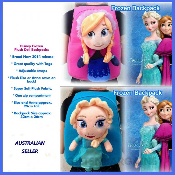 Disney Frozen Plush Doll Elsa Anna Backpack Kids Toddlers Kinder Bag Xmas Gift