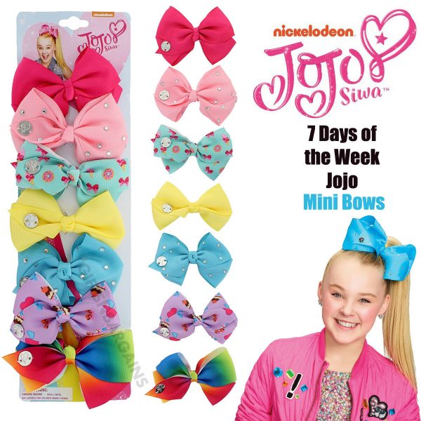 JoJo Siwa 7 Days of the Week Girls Hair Bow Licensed Rainbow Cupcake Donut Jo Jo