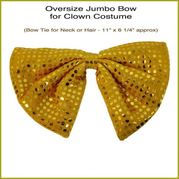 Jumbo 11" Sequin Bow /Hair Tie Clown Costume Carnival Circus Fun Party Accessory - Image 4