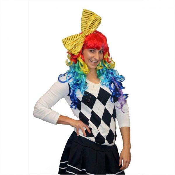 Jumbo 11" Sequin Bow /Hair Tie Clown Costume Carnival Circus Fun Party Accessory - Image 5