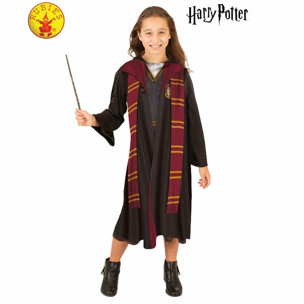 Licensed Harry Potter Hermione Granger Hooded Robe Wand Girls Costume Set 9+ - Image 2