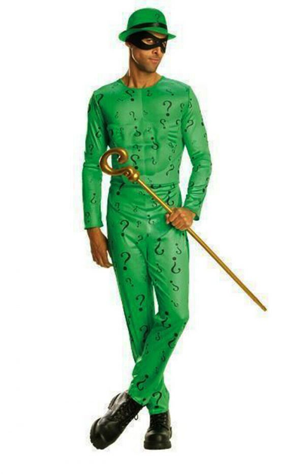 Licensed Riddler Batman Fancy Dress Superhero Adult Mens Costume DC std/xl Green - Image 4