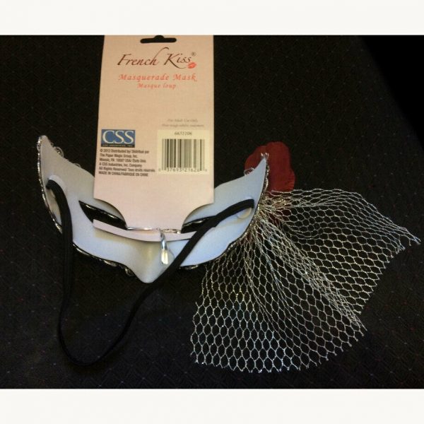 Masquerade Mardi Gras Venetian Mask Silver Mesh Rose Burlesque Party French Kiss - Image 4