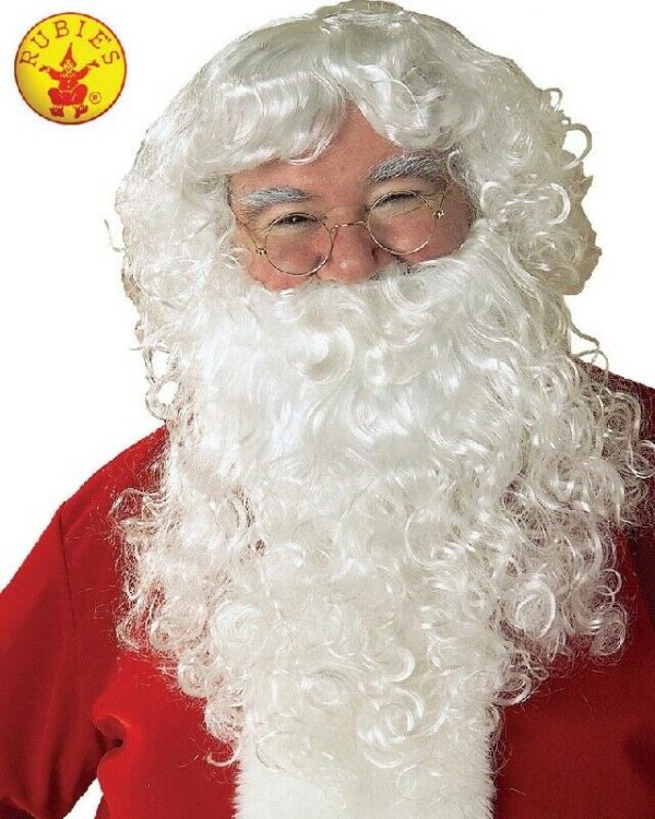 Mens Costume Christmas Santa Claus White Wig & Beard Set Adult Father Xmas