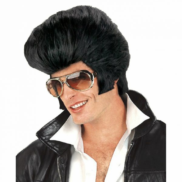 Mens Elvis Presley Oversize Wig RocknRoll King  Black Quiff 1950 50s 60s Grease - Image 3