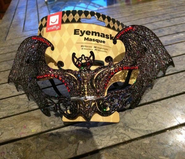 Metal Filigree Bat Masquerade Mask Multi-Colour Rainbow Red Jewelled HALLOWEEN - Image 5