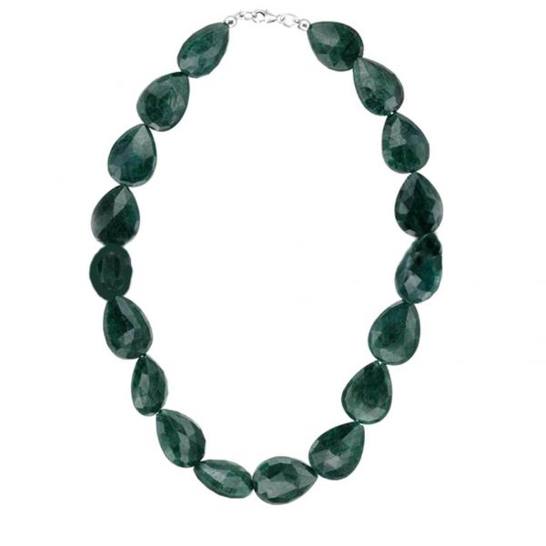 NECKLACE GENUINE EMERALDS 420 ctw, 89.6g Sterling Silver 18" Long Womens Gift