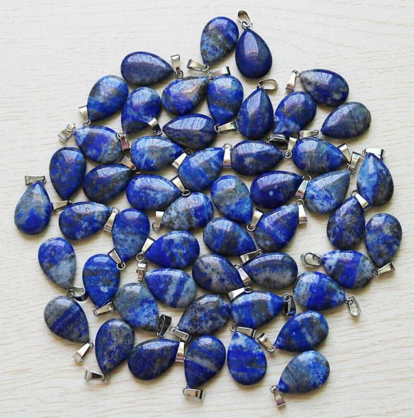 Natural Lapis Lazuli Gemstone Pendant 20" Tear Drop Necklace Blue Chakra Healing - Image 5