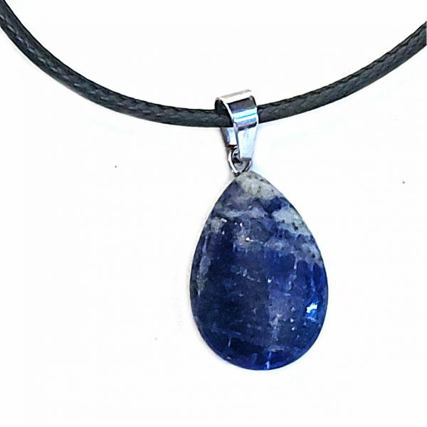 Natural Lapis Lazuli Gemstone Pendant 20" Tear Drop Necklace Blue Chakra Healing