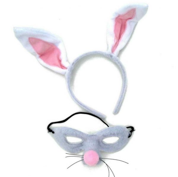 Plush Rabbit Mask Kids Fancy Dress Animal Costume Accessory Bunny Easter Child - Image 3