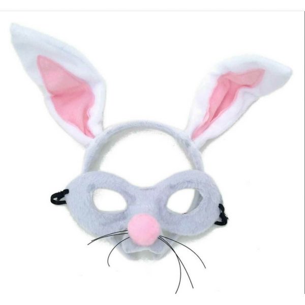 Plush Rabbit Mask Kids Fancy Dress Animal Costume Accessory Bunny Easter Child