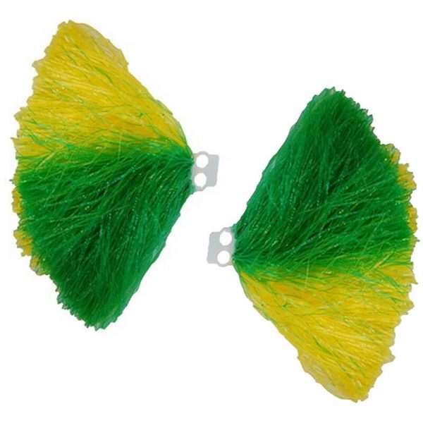 Pom Pom Pair Green Yellow Cheer Lead Team Sport Cricket Aussie Costume Accessory - Image 3