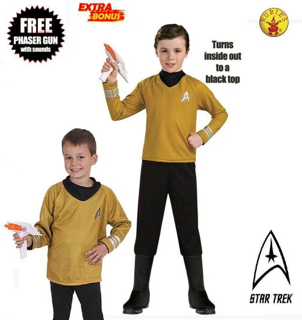 STAR TREK CAPTAIN KIRK BOYS GOLD SPACE COSTUME & PHASER GUN SOUNDS TOY CHILD 5+ - Image 4