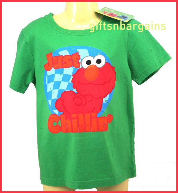 Sesame Street Elmo Cotton T Shirt Top Kids Black Green Child Sizes 3-6y Boys Tee - Image 3