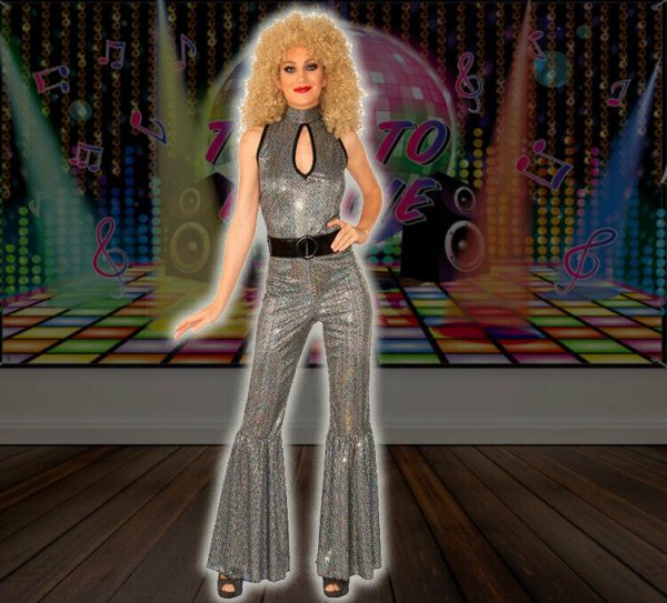 Silver Disco Diva 60's 70's Retro Pant Dress Party Adult Costume Swing Mod Dance - Image 8